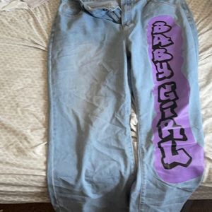 Graphic bell bottom jeans from Shein never worn